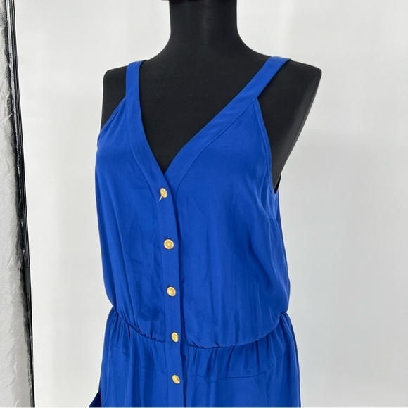 Amanda‎ Uprichard Cobalt Blue Button Front silk Dress - Picture 2 of 14